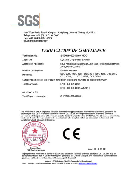 CHINA Dynamic Corporation Limited certificaciones